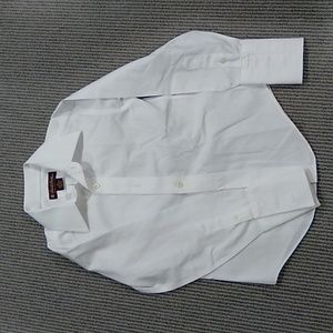 Brooks brother boys size 6 button down white cufflink shirt non iron